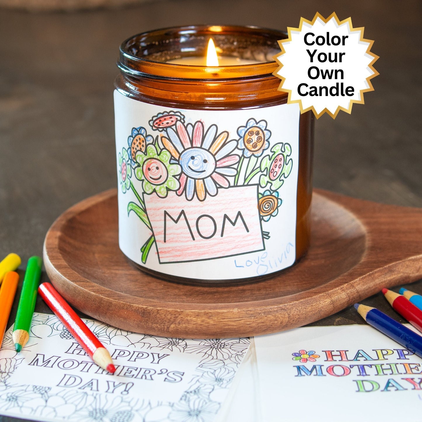 Personalized Colored Mothers Day Gift Color Your Own Mom Gift Mothers Day gift for Mom Unique Gift Grandma Build Color-Your-Own Candle
