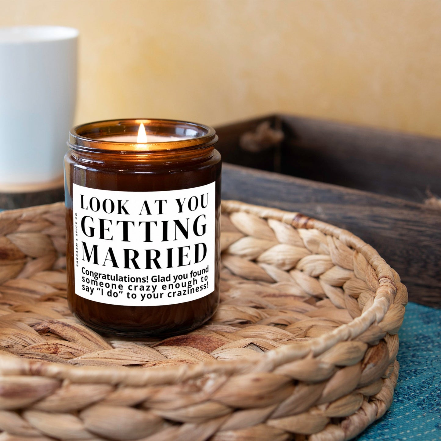 Bridal Shower Gift for Bride Engagement Gift Wedding Funny Bachelorette Party Hand Poured Candle Best Friend Look at You Getting Married