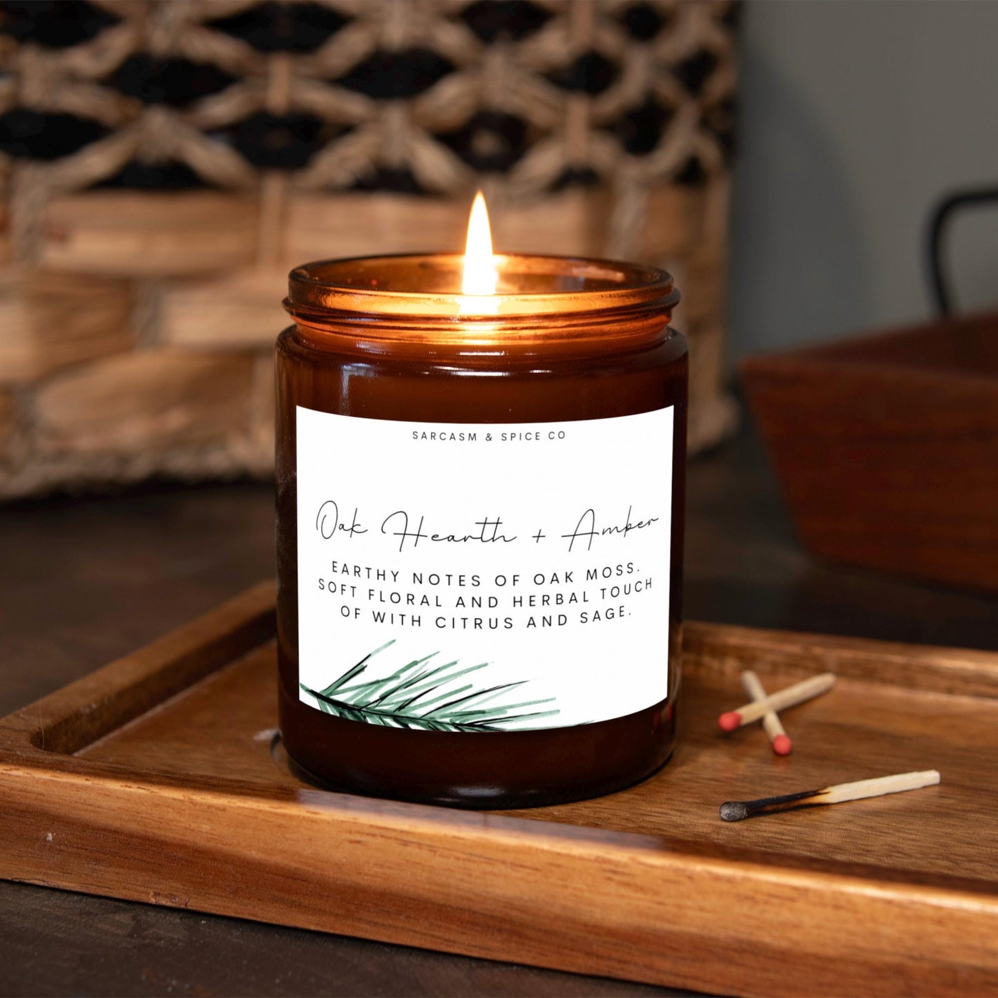 Oak Hearth and Amber Candle Lover Gifts for Her Home Decor Candle Homemade Hand Poured Soy Wax Candle Clean Scent Perfect Gift for Home 4