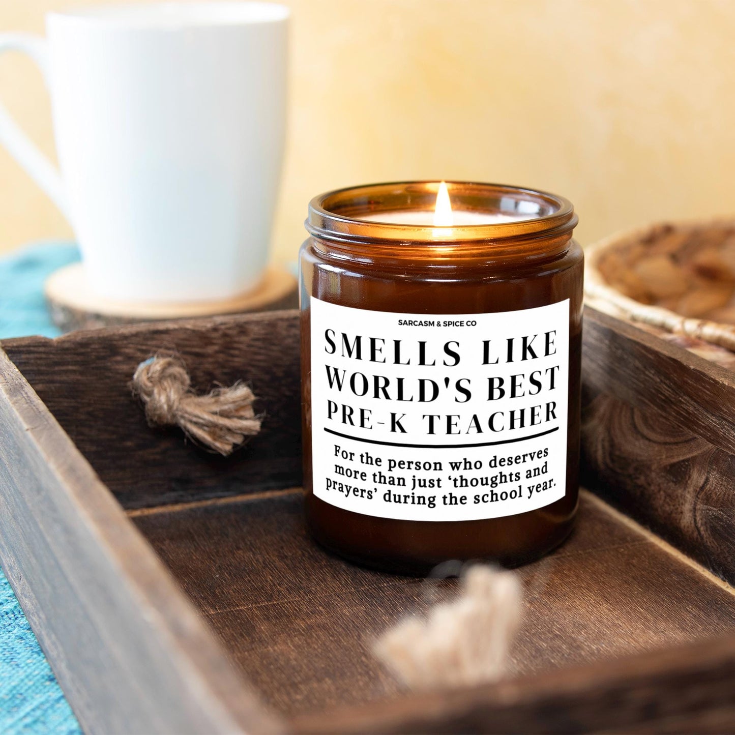 Best Pre-K Teacher Appreciation Gift Student Teacher Funny Candle Funny Surprise Gift for Teacher Smell Like Worlds Best Pre-K Teacher 4