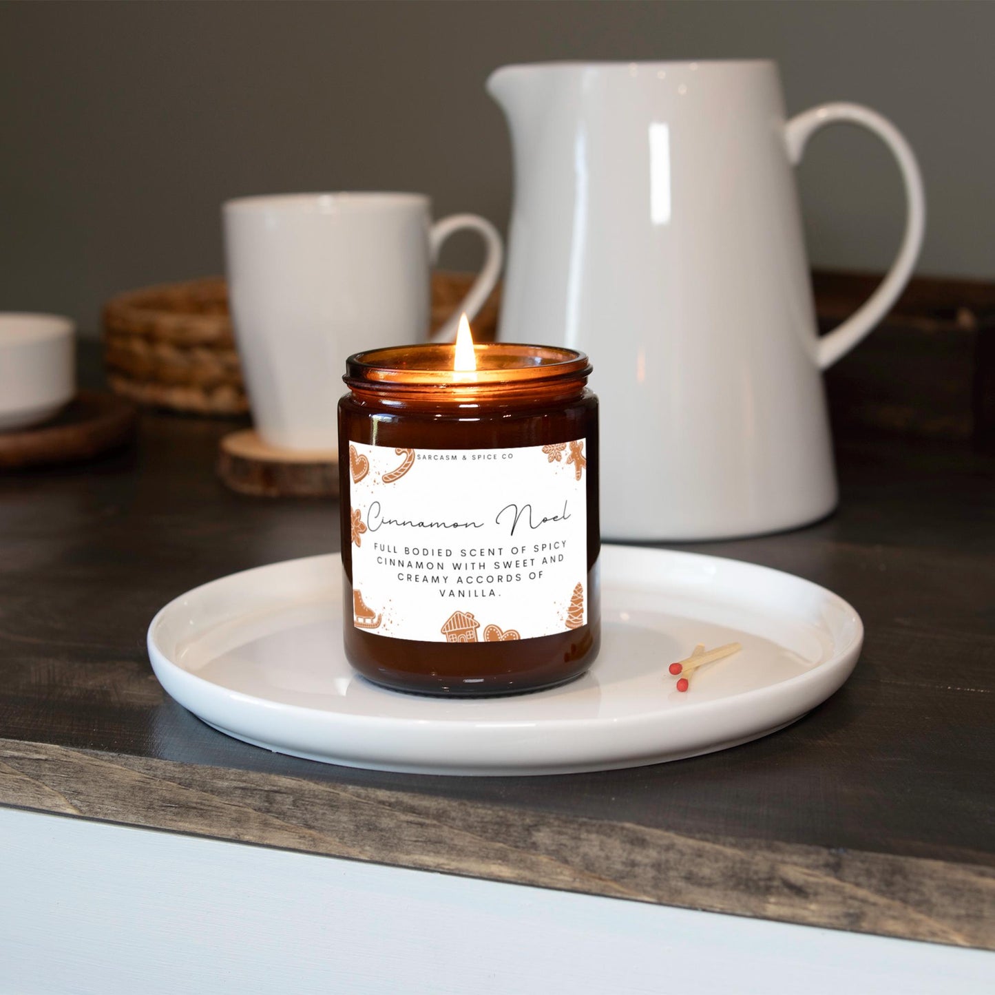 Cinnamon Noel Candle Lover Gifts for Her Home Decor Candle Homemade Hand Poured Soy Wax Candle Clean Scent Perfect Gift for Home 4