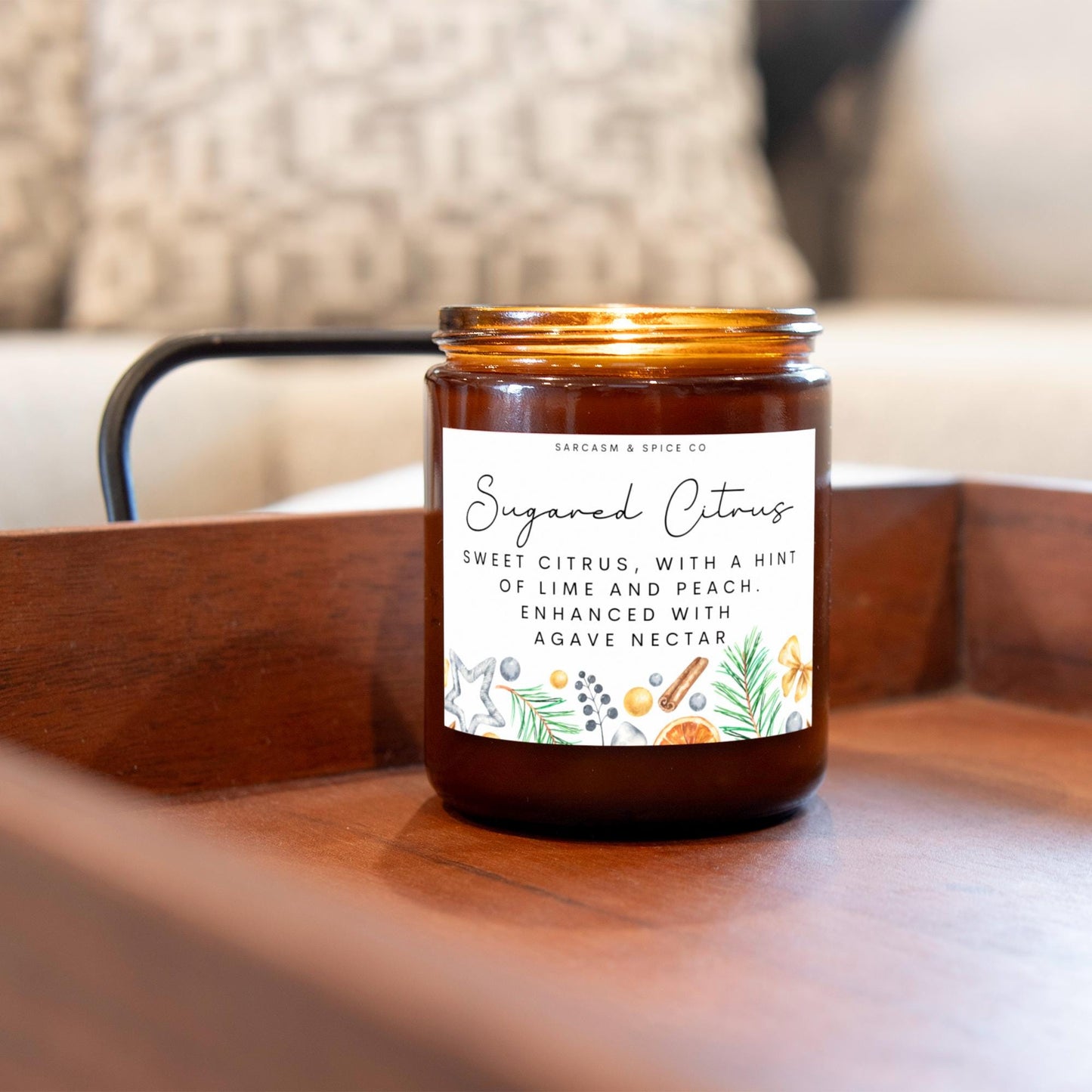 Sugared Citrus Candle Lover Gifts for Her Home Decor Candle Homemade Hand Poured Soy Wax Candle Clean Scent Perfect Gift for Home 5