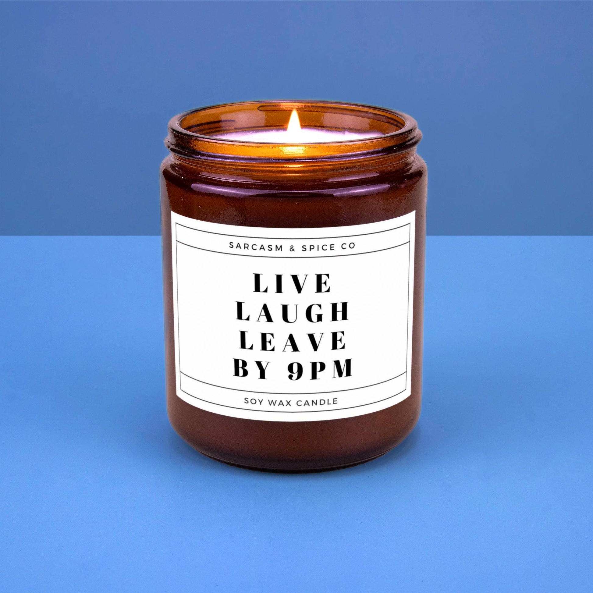 Sarcastic Soy Candle for Introverts and Homebodies Who Love Funny Gifts and Cozy Decor – Live Laugh Leave by 9PM Candle