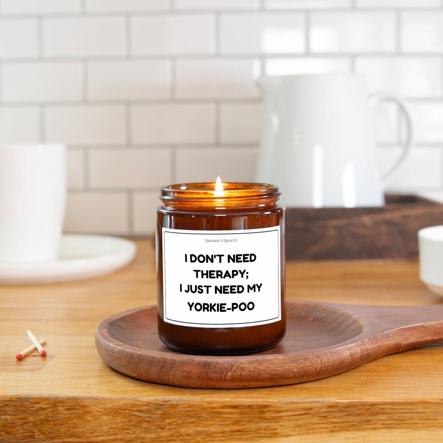 Yorkie-Poo Candle Gift For Dog Lover Funny Candle For Dog Mom Gift For Women Who Love Dogs I Don’t Need Therapy I Just Need My Yorkie-Poo 2