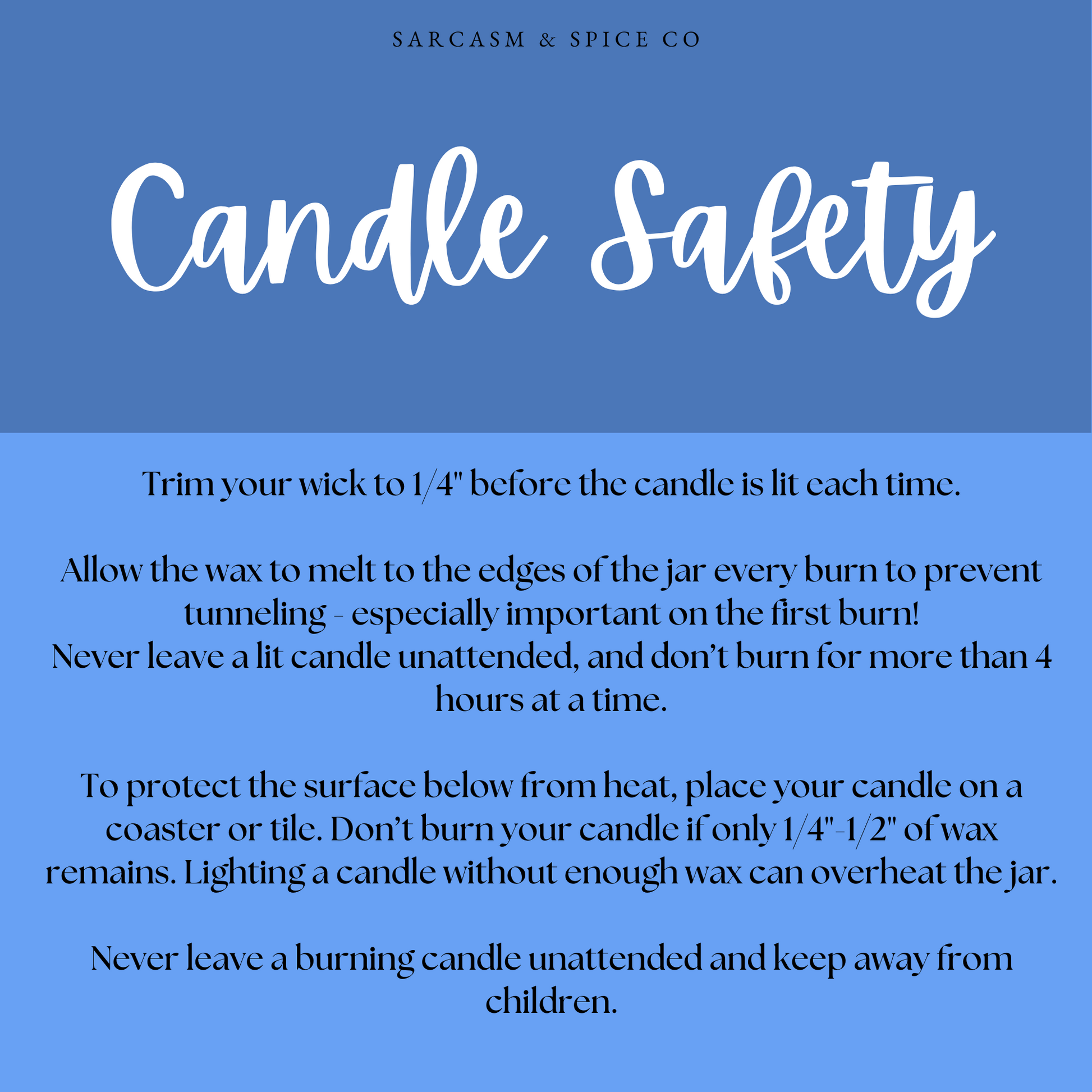 The image is a safety guide for using candles, providing instructions on how to use and maintain them properly.