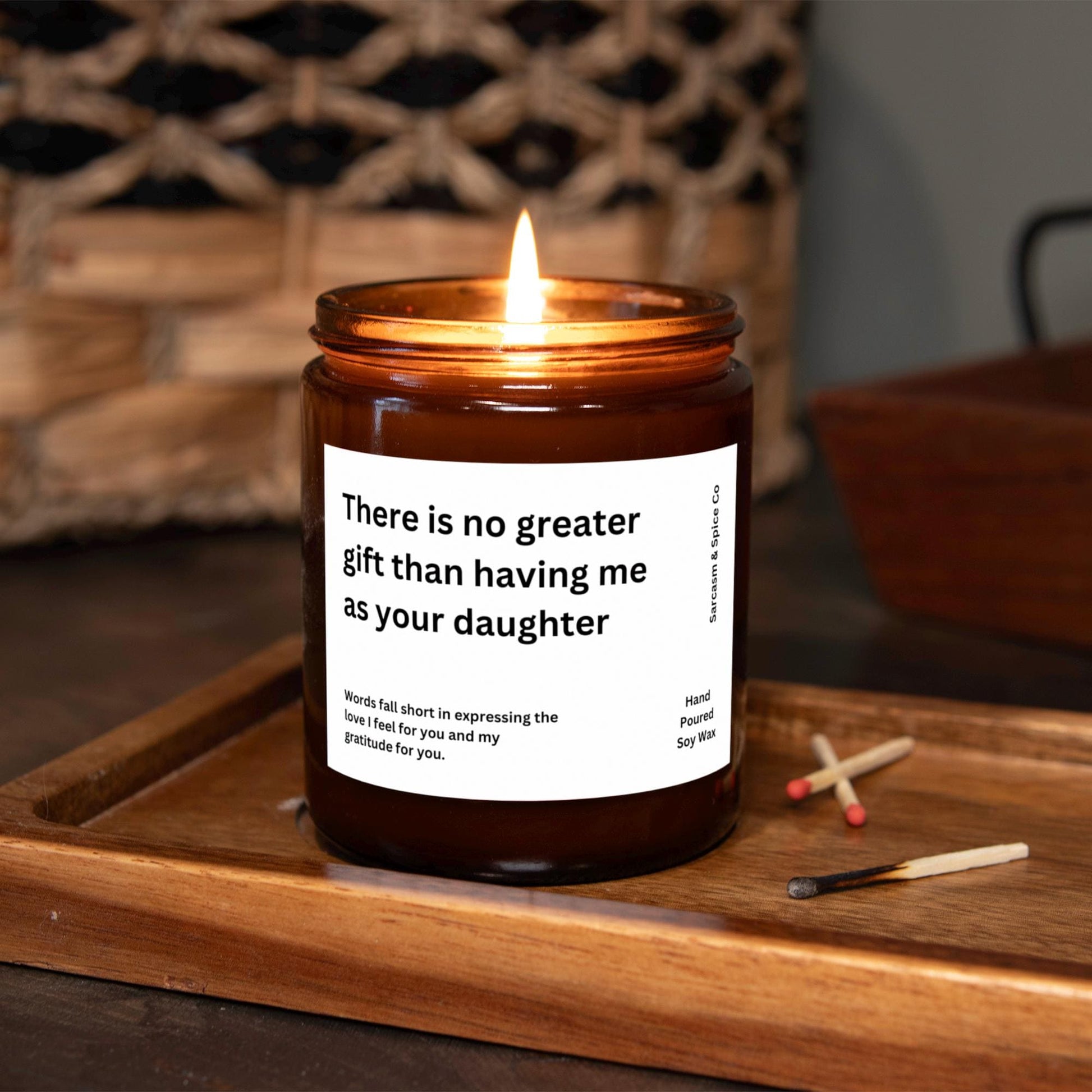 Gift for Mother Father Gift from Daughter Funny Parent Mothers Day Fathers No Greater Gift Than Daughter Soy Candle Hand Poured 4