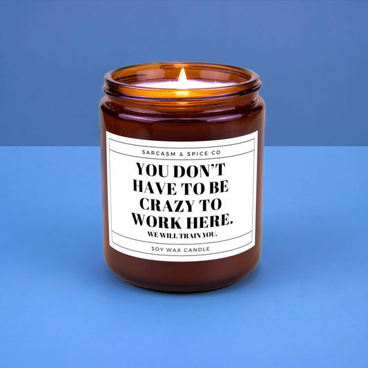Funny Office Candle for Coworkers and Bosses – You Don’t Have to Be Crazy to Work Here We Will Train You Candle