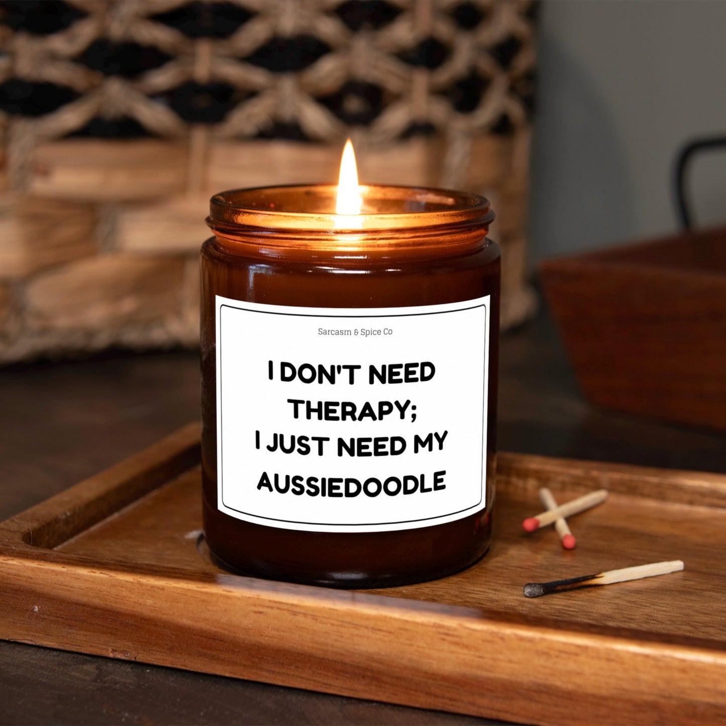 Aussiedoodle Candle Gift For Dog Lover Funny Candle For Dog Mom Gift For Women Who Love Dogs I Don’t Need Therapy I Need My Aussiedoodle 3