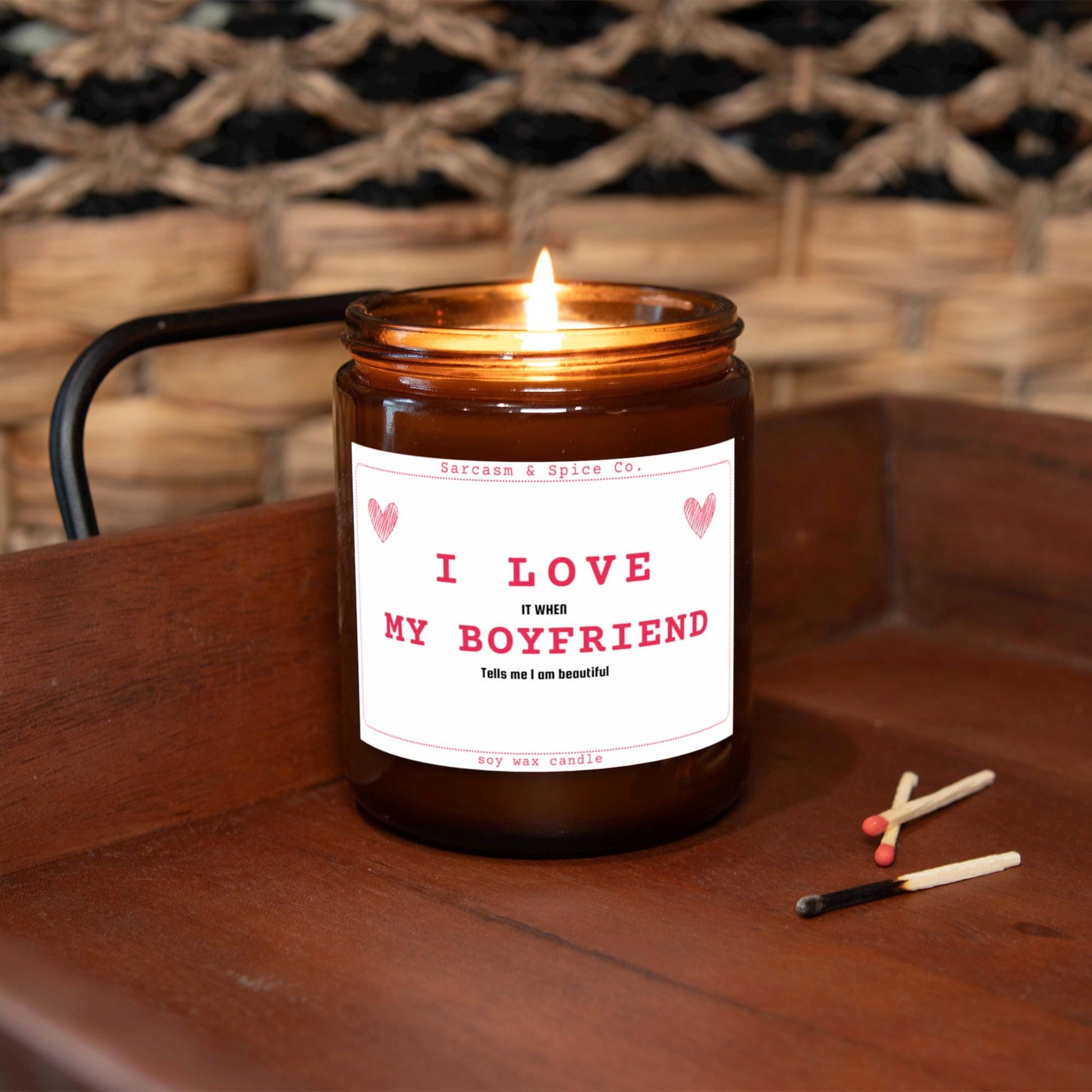 I Love My Boyfriend Gift for Valentines Day Gift Vday Candle Valentines Candle Anniversary Gift for Boyfriend Tells Me I am Beautiful 5
