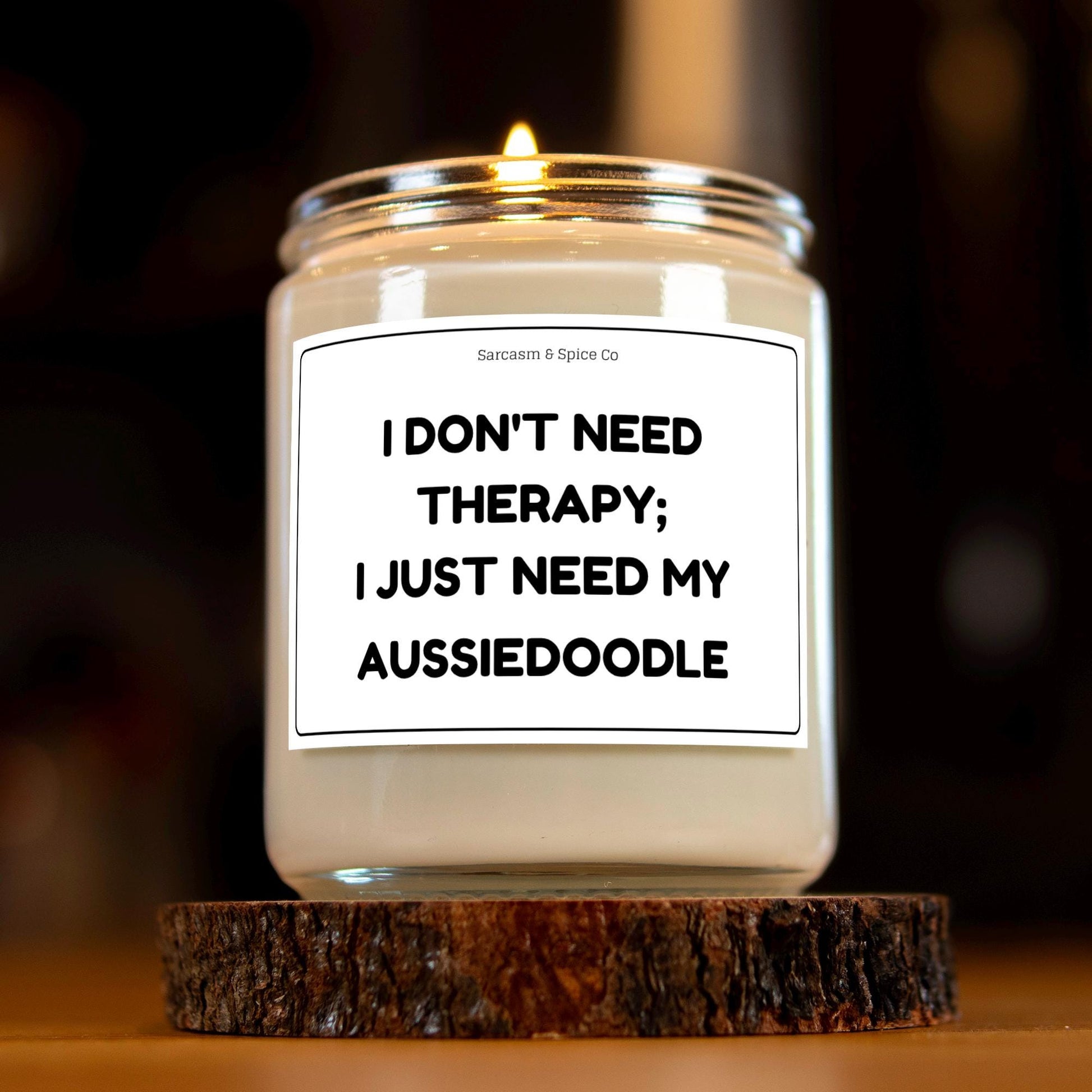 Aussiedoodle Candle Gift For Dog Lover Funny Candle For Dog Mom Gift For Women Who Love Dogs I Don’t Need Therapy I Need My Aussiedoodle 5