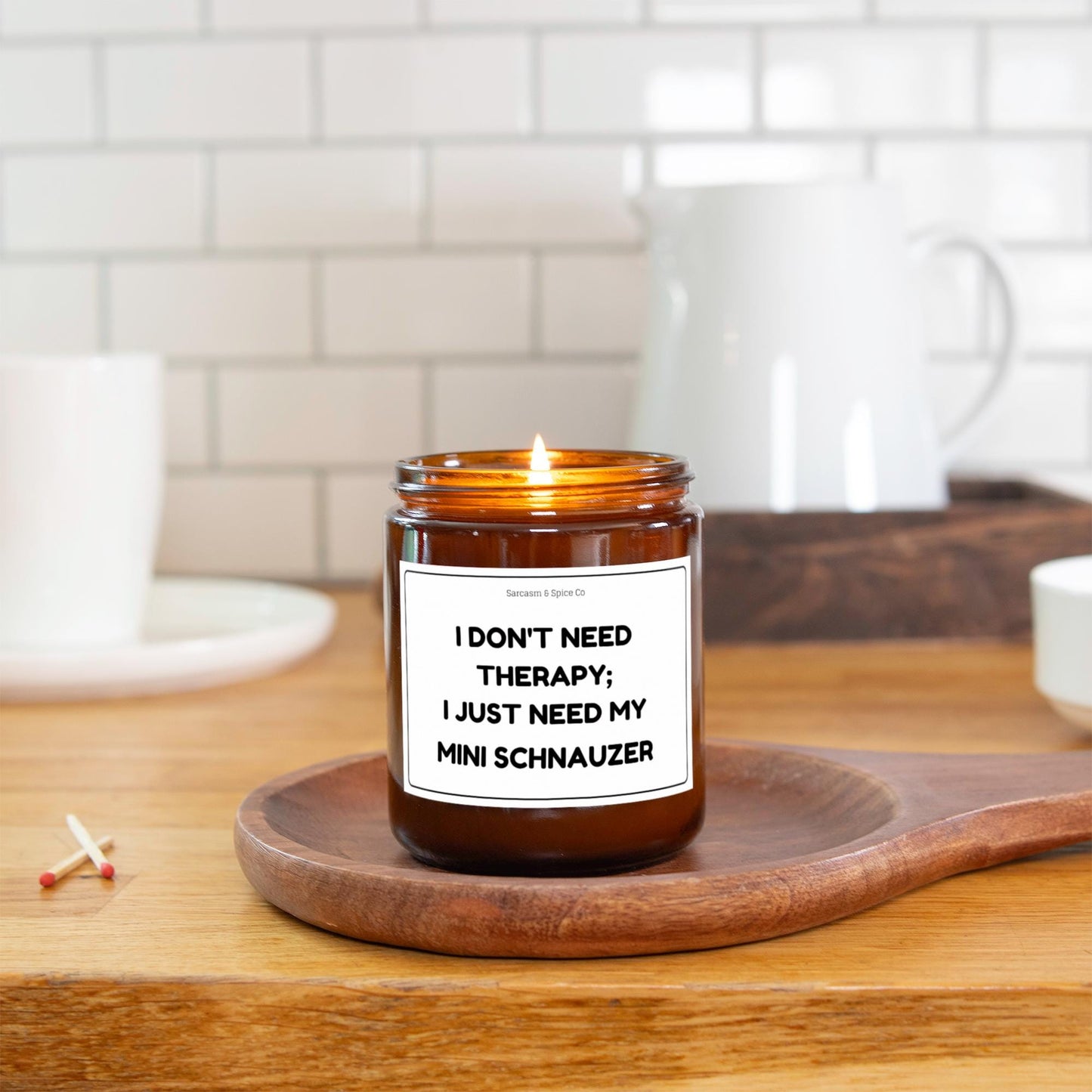 Mini Schnauzer Candle Gift For Dog Lover Candle For Dog Mom Gift For Women Who Love Dogs I Don’t Need Therapy I Just Need My Mini Schnauzer 2