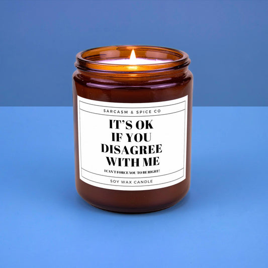 Funny Gift Candle for Friends and Coworkers – It’s OK If You Disagree With Me