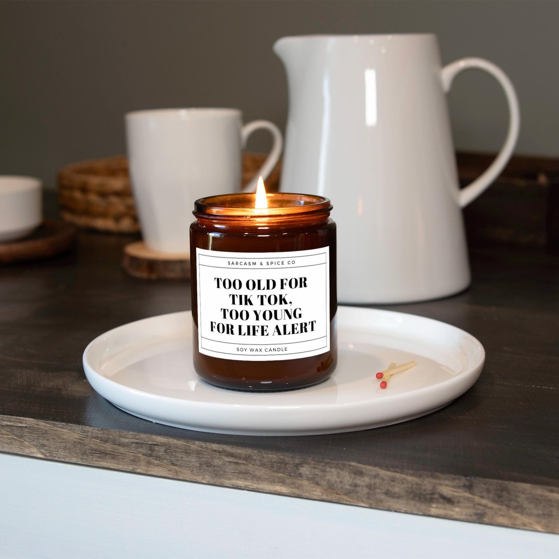 Funny Birthday Candle for Women and Men Turning 40 50 or 60 Who Love Humor Sarcasm - Too Old for Tik Tok Too Young for Life Alert Candle 3