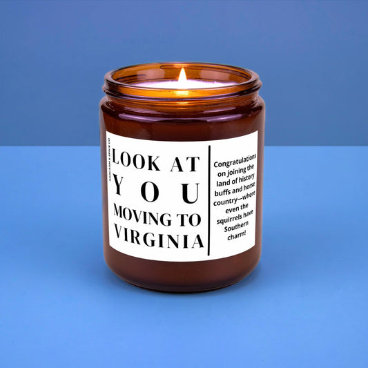 Virginia Moving Gift for New Home Housewarming Gift Friend Family Moving Job New Life Hand-Poured Soy Candle Look At You Moving To Virginia