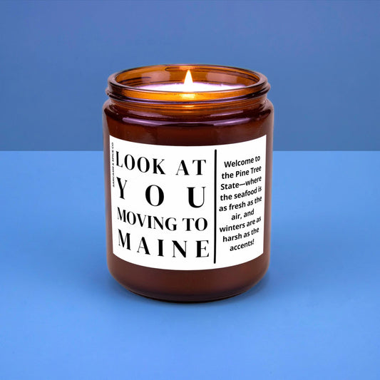 Maine Moving Gift for New Home Housewarming Gift Friend Family Moving Job New Life Hand-Poured Soy Candle Look At You Moving To Maine