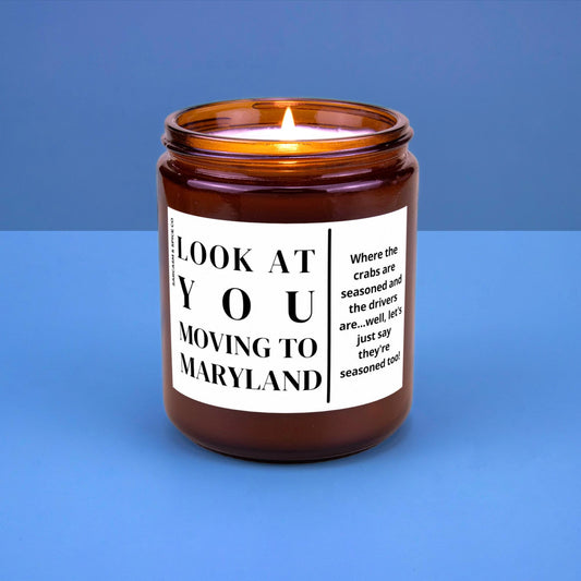 Maryland Moving Gift for New Home Housewarming Gift Friend Family Moving Job New Life Hand-Poured Soy Candle Look At You Moving To Maryland