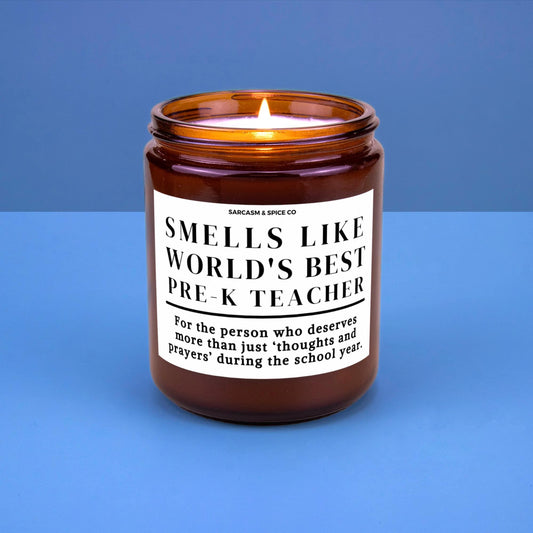 Best Pre-K Teacher Appreciation Gift Student Teacher Funny Candle Funny Surprise Gift for Teacher Smell Like Worlds Best Pre-K Teacher