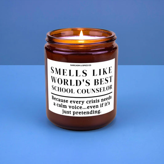 Best School Counselor Appreciation Gift Teacher Funny Candle Funny Surprise Gift for Counselor Smell Like Worlds Best School Counselor