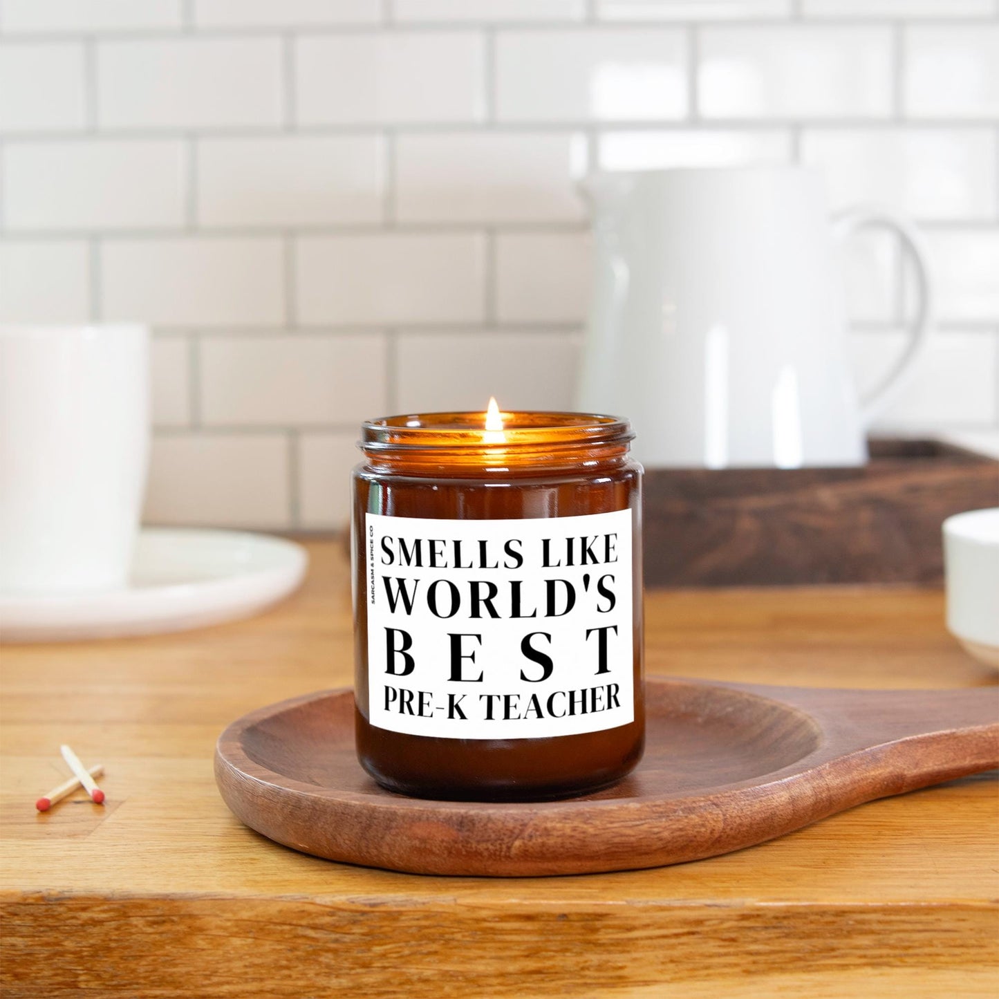 Pre-K Teacher Appreciation Gift Student Teacher Funny Candle Funny Surprise Gift for Teacher Smell Like Worlds Best Pre-K Teacher 3