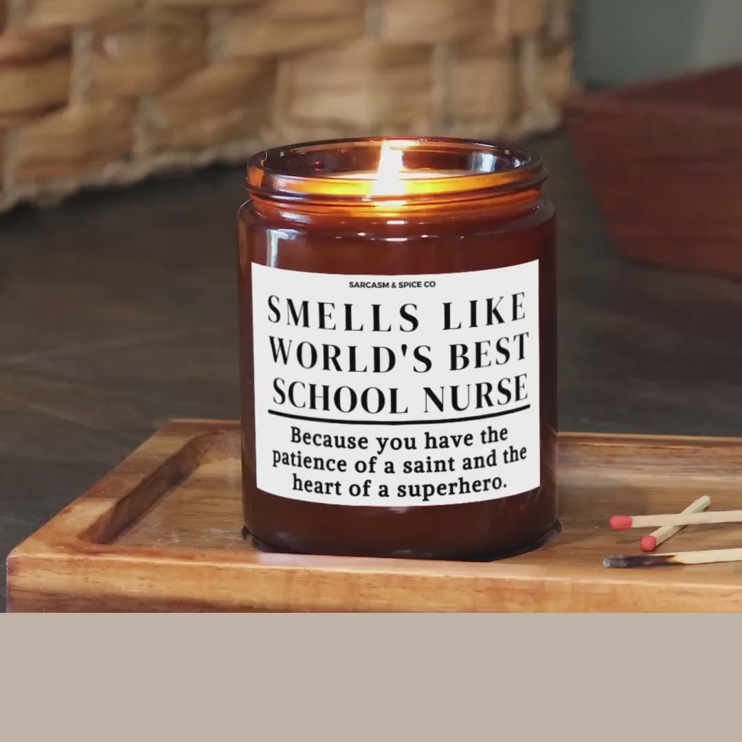 Best School Nurse Appreciation Gift Student Teacher Funny Candle Funny Surprise Gift for Nurse Smell Like Worlds Best School Nurse