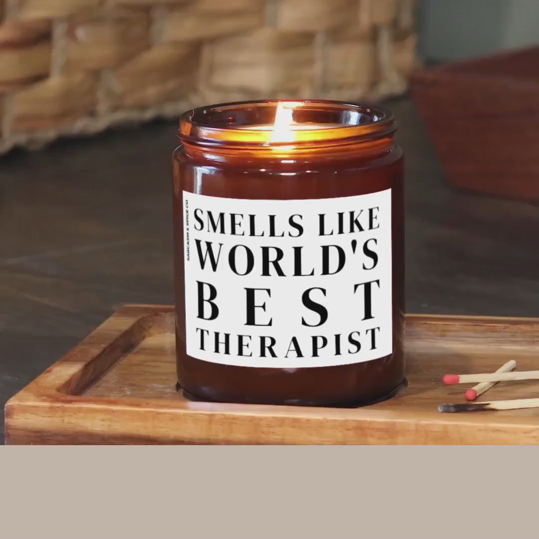 School Therapist Gift Psychiatrist Funny Therapist Appreciation Psychologist Gift Therapy Handmade Candle Smells Like Worlds Best Therapist