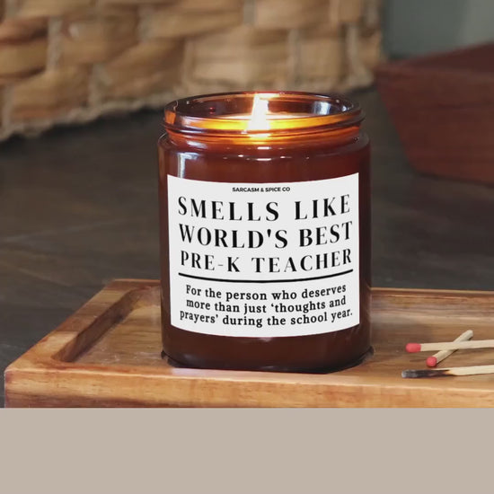 Best Pre-K Teacher Appreciation Gift Student Teacher Funny Candle Funny Surprise Gift for Teacher Smell Like Worlds Best Pre-K Teacher
