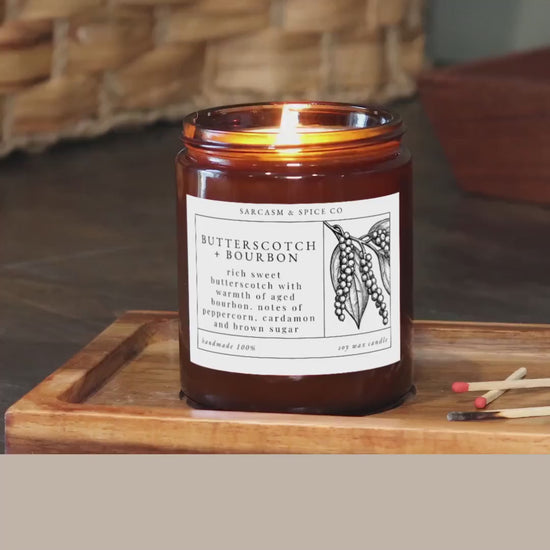 Butterscotch and Bourbon Candle Gifts for Her Home Decor Candle Homemade Hand Poured Soy Wax Candle Clean Scent Perfect Gift for Home