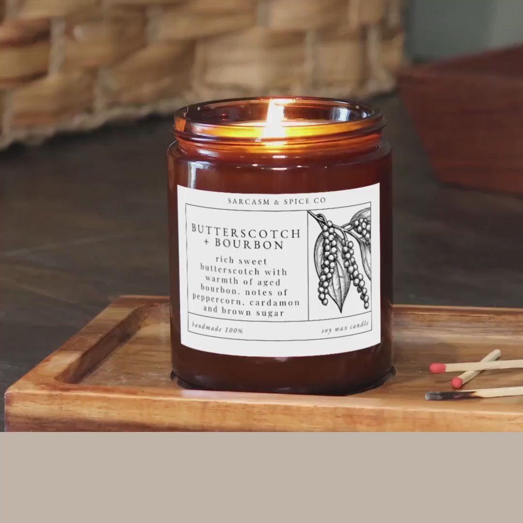 Butterscotch and Bourbon Candle Gifts for Her Home Decor Candle Homemade Hand Poured Soy Wax Candle Clean Scent Perfect Gift for Home