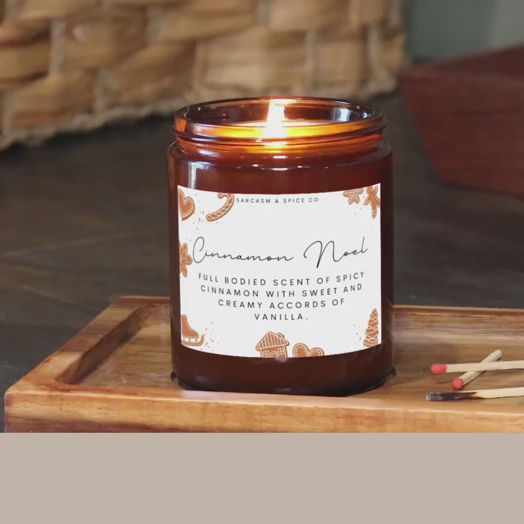 Cinnamon Noel Candle Lover Gifts for Her Home Decor Candle Homemade Hand Poured Soy Wax Candle Clean Scent Perfect Gift for Home